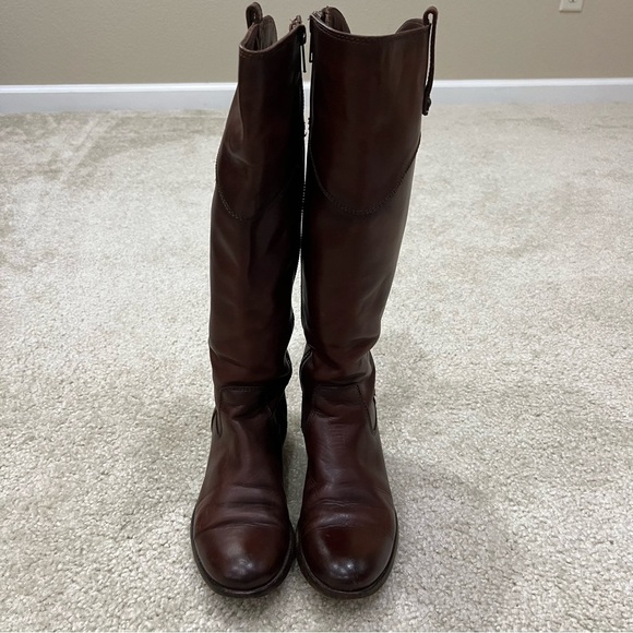 Frye Melissa Tab Red Brown Leather Tall Riding Boot Side Zip Women Size 6 B, - Picture 6 of 16